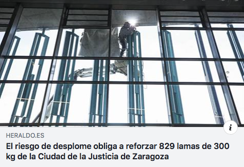 Perforaciones realizadas por Aracorte para paliar el riesgo de desplome de la Ciudad de la Justicia de Zaragoza